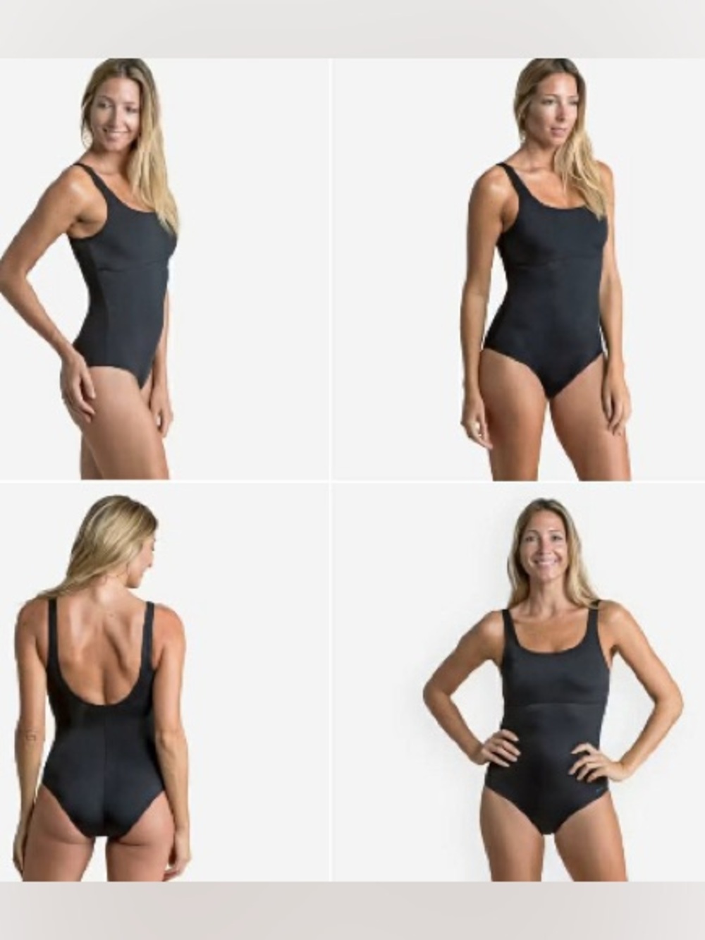 Classic Black Scoop-Neck One-Piece Swimsuit
